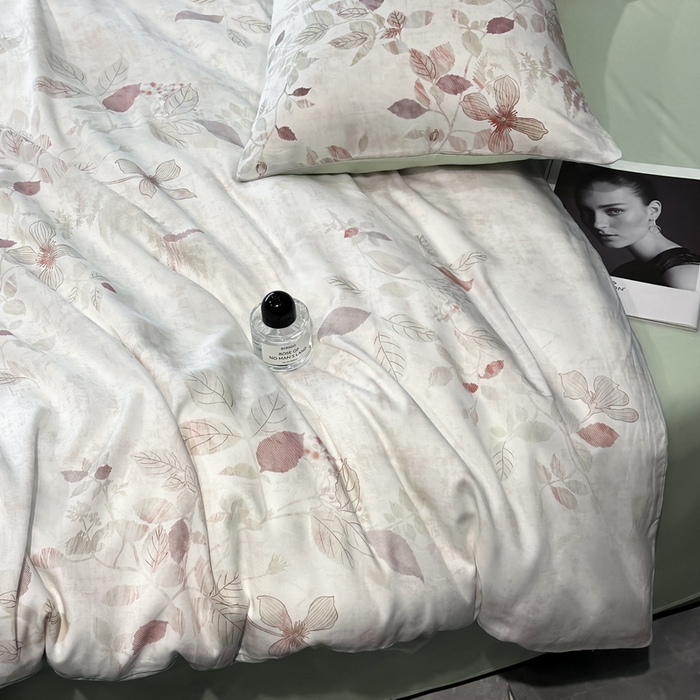 91家纺网 家纺一手货源 找家纺 慕晨 2025新款莱赛尔天丝数码印花四件套莱赛尔夏被四件套天丝夏凉被直播热款四件套 藏幽 绿