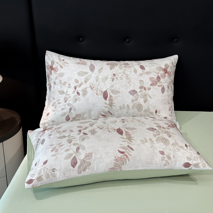 91家纺网 家纺一手货源 找家纺 慕晨 2025新款莱赛尔天丝数码印花四件套莱赛尔夏被四件套天丝夏凉被直播热款四件套 藏幽 绿