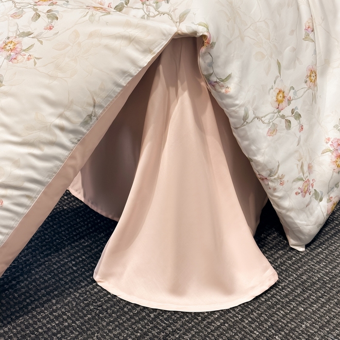 91家纺网 家纺一手货源 找家纺 慕晨 2025新款莱赛尔天丝数码印花四件套莱赛尔夏被四件套天丝夏凉被直播热款四件套 花漾 粉