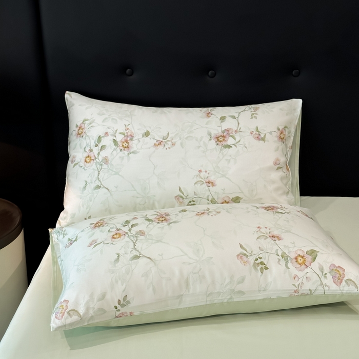 91家纺网 家纺一手货源 找家纺 慕晨 2025新款莱赛尔天丝数码印花四件套莱赛尔夏被四件套天丝夏凉被直播热款四件套 花漾 绿