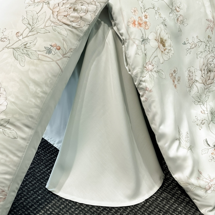 91家纺网 家纺一手货源 找家纺 慕晨 2025新款莱赛尔天丝数码印花四件套莱赛尔夏被四件套天丝夏凉被直播热款四件套 锦兮 绿