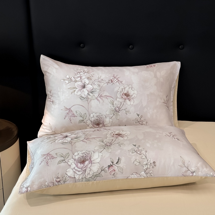 91家纺网 家纺一手货源 找家纺 慕晨 2025新款莱赛尔天丝数码印花四件套莱赛尔夏被四件套天丝夏凉被直播热款四件套 锦兮-粉