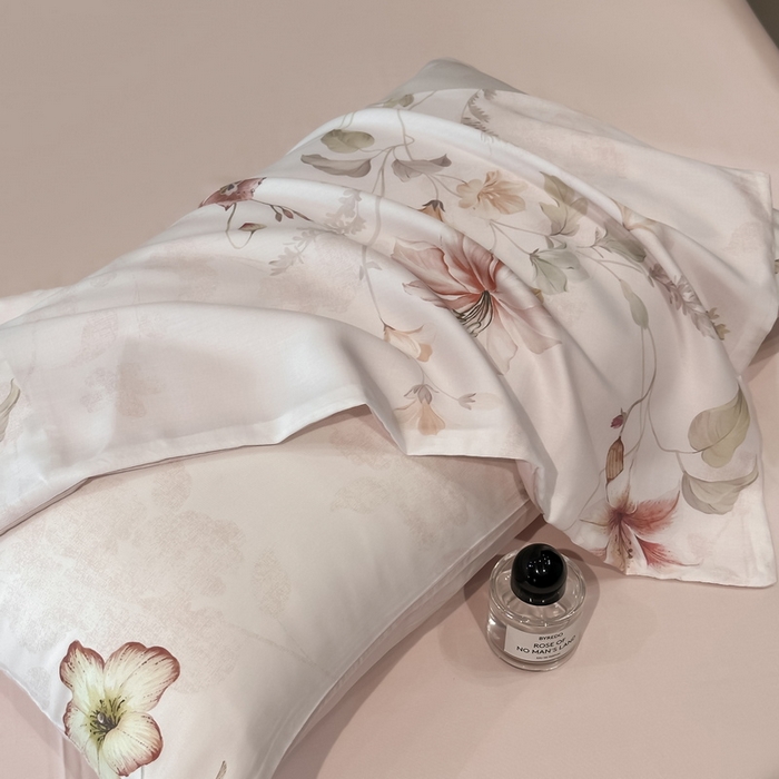 91家纺网 家纺一手货源 找家纺 慕晨 2025新款莱赛尔天丝数码印花四件套莱赛尔夏被四件套天丝夏凉被直播热款四件套 嫚熙 粉