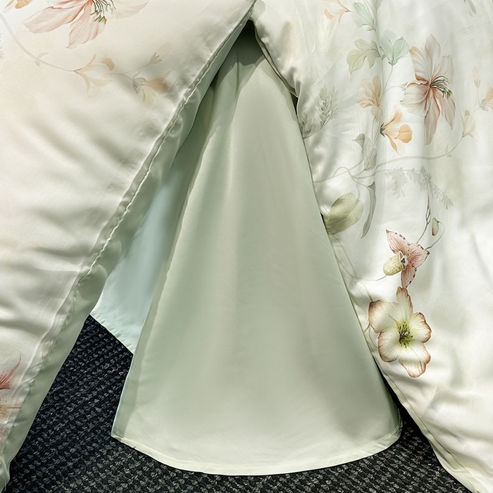 91家纺网 家纺一手货源 找家纺 慕晨 2025新款莱赛尔天丝数码印花四件套莱赛尔夏被四件套天丝夏凉被直播热款四件套 嫚熙 绿