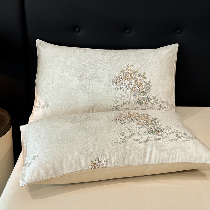 91家纺网 家纺一手货源 找家纺 慕晨 2025新款莱赛尔天丝数码印花四件套莱赛尔夏被四件套天丝夏凉被直播热款四件套 诺森 香槟