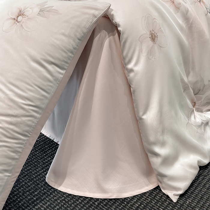 91家纺网 家纺一手货源 找家纺 慕晨 2025新款莱赛尔天丝数码印花四件套莱赛尔夏被四件套天丝夏凉被直播热款四件套 栖然 粉