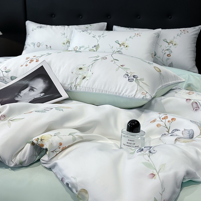 91家纺网 家纺一手货源 找家纺 慕晨 2025新款莱赛尔天丝数码印花四件套莱赛尔夏被四件套天丝夏凉被直播热款四件套 阡陌