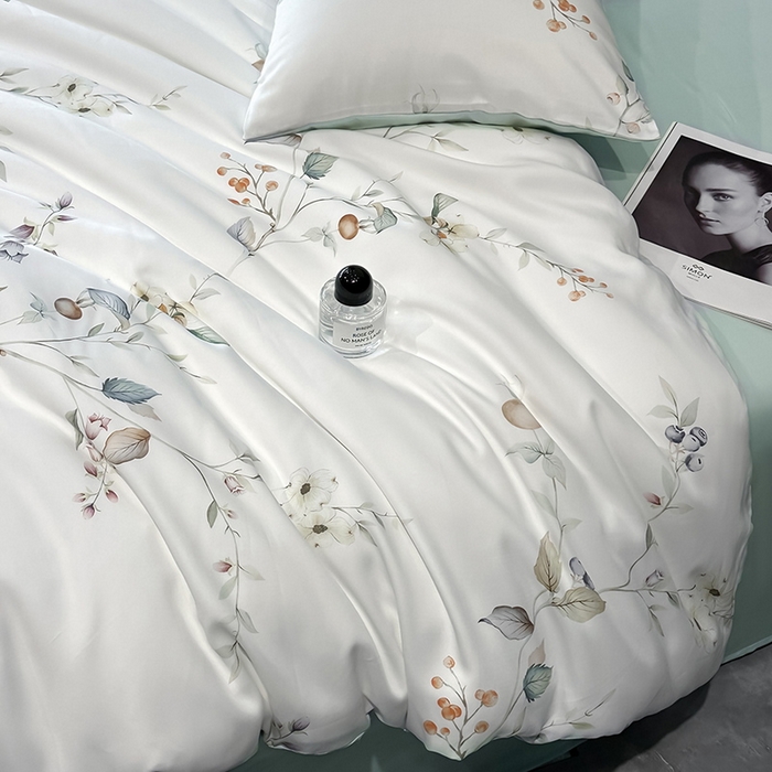 91家纺网 家纺一手货源 找家纺 慕晨 2025新款莱赛尔天丝数码印花四件套莱赛尔夏被四件套天丝夏凉被直播热款四件套 阡陌