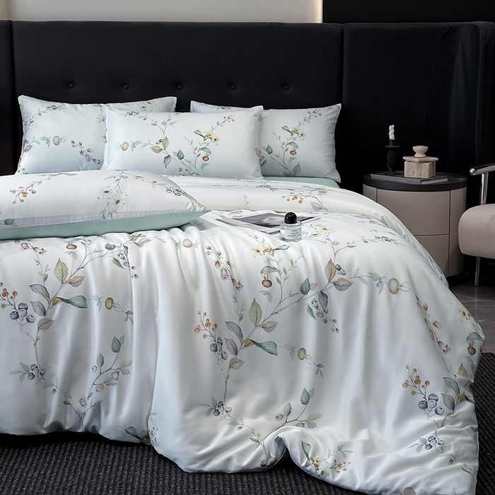 91家纺网 家纺一手货源 找家纺 慕晨 2025新款莱赛尔天丝数码印花四件套莱赛尔夏被四件套天丝夏凉被直播热款四件套 阡陌