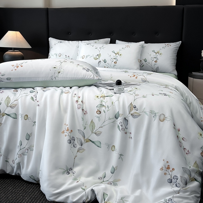 91家纺网 家纺一手货源 找家纺 慕晨 2025新款莱赛尔天丝数码印花四件套莱赛尔夏被四件套天丝夏凉被直播热款四件套 阡陌