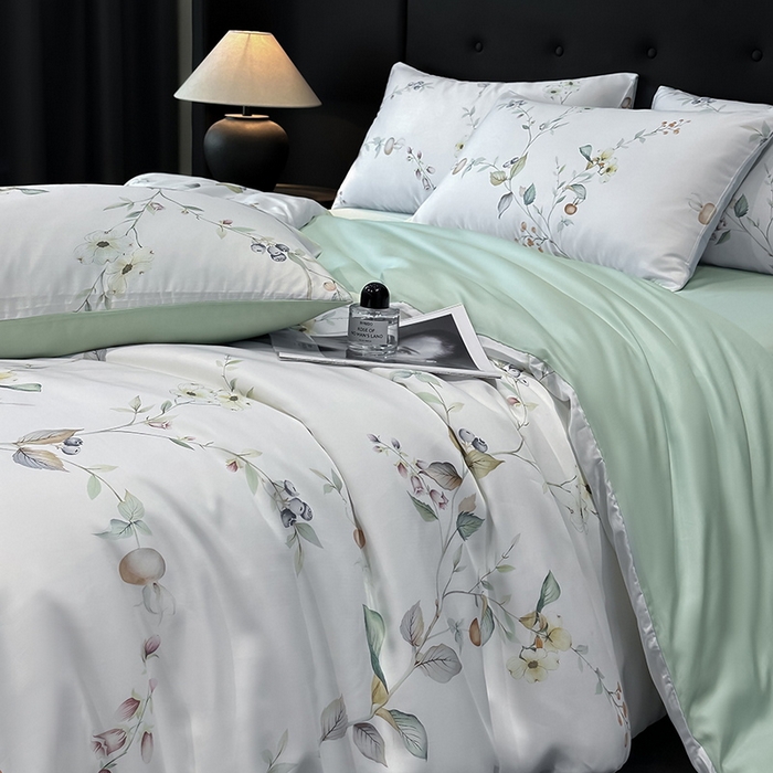 91家纺网 家纺一手货源 找家纺 慕晨 2025新款莱赛尔天丝数码印花四件套莱赛尔夏被四件套天丝夏凉被直播热款四件套 阡陌