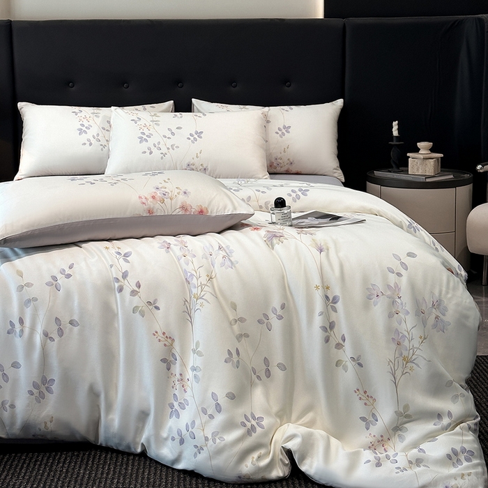 91家纺网 家纺一手货源 找家纺 慕晨 2025新款莱赛尔天丝数码印花四件套莱赛尔夏被四件套天丝夏凉被直播热款四件套 星逸