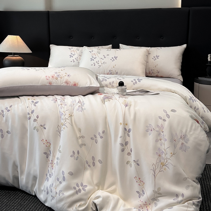 91家纺网 家纺一手货源 找家纺 慕晨 2025新款莱赛尔天丝数码印花四件套莱赛尔夏被四件套天丝夏凉被直播热款四件套 星逸