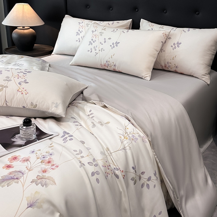 91家纺网 家纺一手货源 找家纺 慕晨 2025新款莱赛尔天丝数码印花四件套莱赛尔夏被四件套天丝夏凉被直播热款四件套 星逸