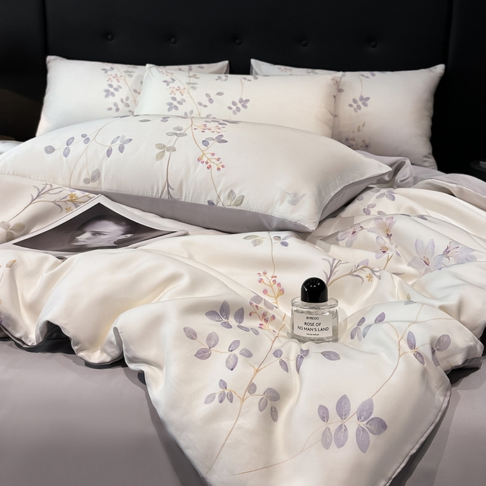 91家纺网 家纺一手货源 找家纺 慕晨 2025新款莱赛尔天丝数码印花四件套莱赛尔夏被四件套天丝夏凉被直播热款四件套 星逸