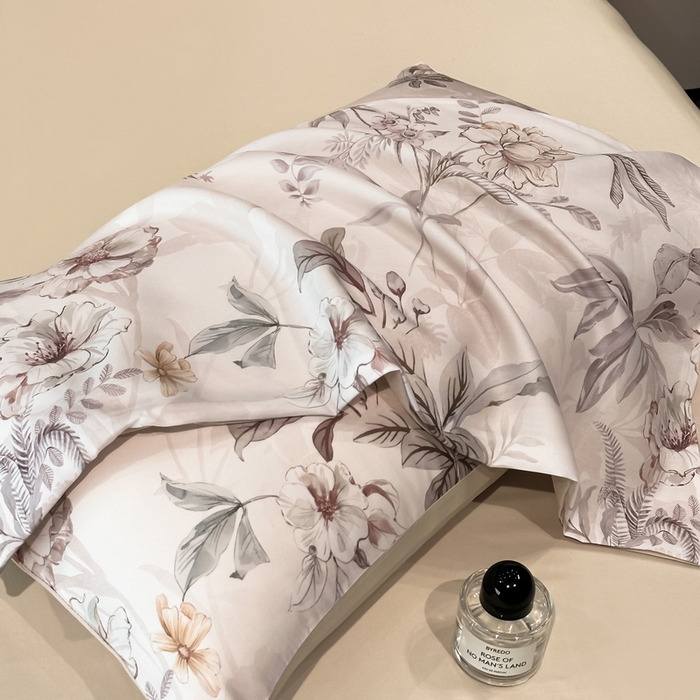 91家纺网 家纺一手货源 找家纺 慕晨 2025新款莱赛尔天丝数码印花四件套莱赛尔夏被四件套天丝夏凉被直播热款四件套 寻光 玉