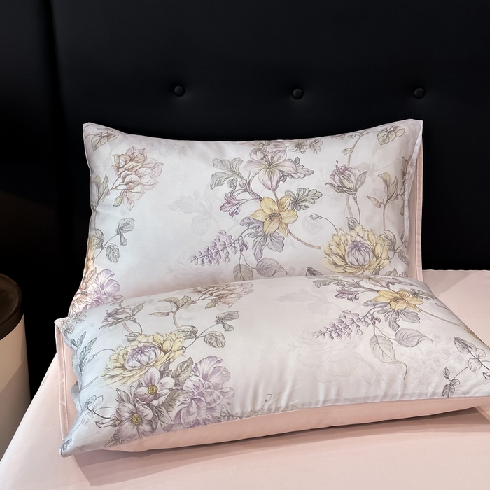 91家纺网 家纺一手货源 找家纺 慕晨 2025新款莱赛尔天丝数码印花四件套莱赛尔夏被四件套天丝夏凉被直播热款四件套 韵眠 粉