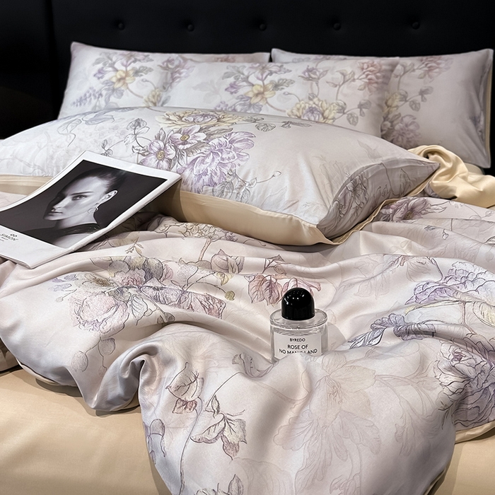 91家纺网 家纺一手货源 找家纺 慕晨 2025新款莱赛尔天丝数码印花四件套莱赛尔夏被四件套天丝夏凉被直播热款四件套 韵眠 玉