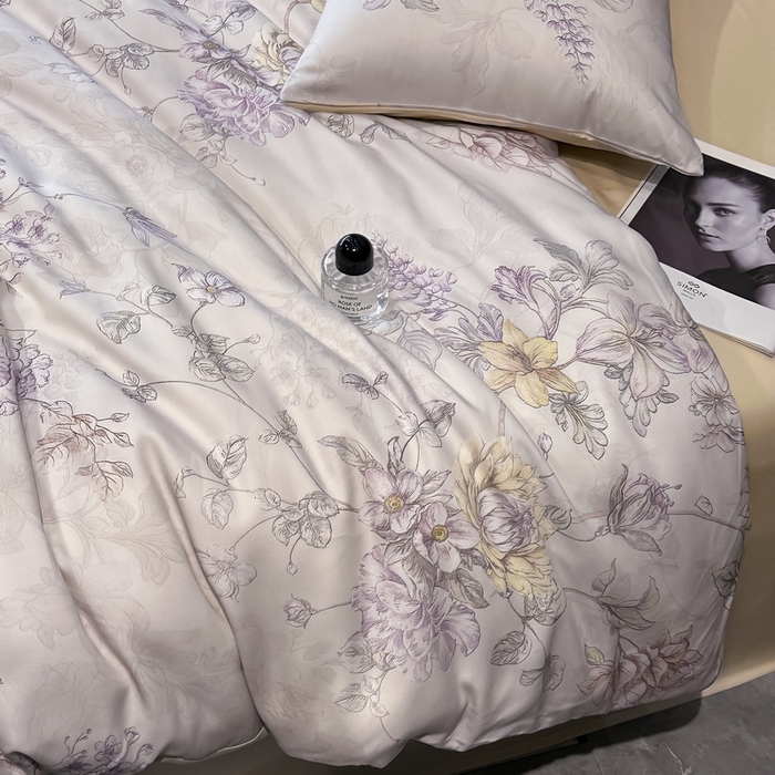 91家纺网 家纺一手货源 找家纺 慕晨 2025新款莱赛尔天丝数码印花四件套莱赛尔夏被四件套天丝夏凉被直播热款四件套 韵眠 玉