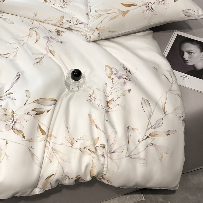 91家纺网 家纺一手货源 找家纺 慕晨 2025新款莱赛尔天丝数码印花四件套莱赛尔夏被四件套天丝夏凉被直播热款四件套 枝雅