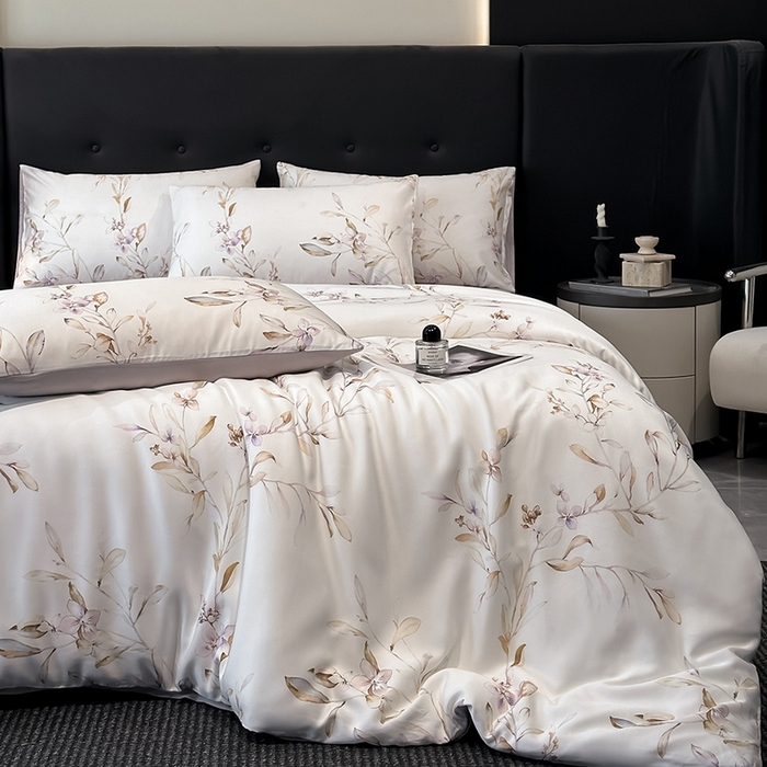 91家纺网 家纺一手货源 找家纺 慕晨 2025新款莱赛尔天丝数码印花四件套莱赛尔夏被四件套天丝夏凉被直播热款四件套 枝雅