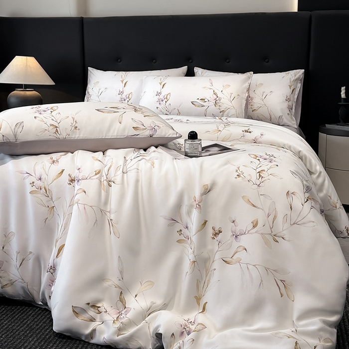 91家纺网 家纺一手货源 找家纺 慕晨 2025新款莱赛尔天丝数码印花四件套莱赛尔夏被四件套天丝夏凉被直播热款四件套 枝雅