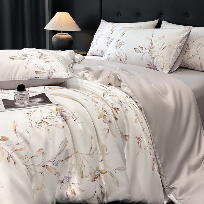 91家纺网 家纺一手货源 找家纺 慕晨 2025新款莱赛尔天丝数码印花四件套莱赛尔夏被四件套天丝夏凉被直播热款四件套 枝雅