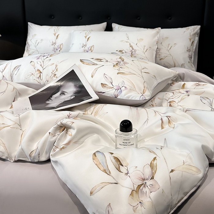 91家纺网 家纺一手货源 找家纺 慕晨 2025新款莱赛尔天丝数码印花四件套莱赛尔夏被四件套天丝夏凉被直播热款四件套 枝雅