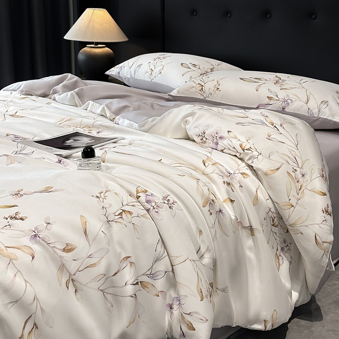 91家纺网 家纺一手货源 找家纺 慕晨 2025新款莱赛尔天丝数码印花四件套莱赛尔夏被四件套天丝夏凉被直播热款四件套 枝雅