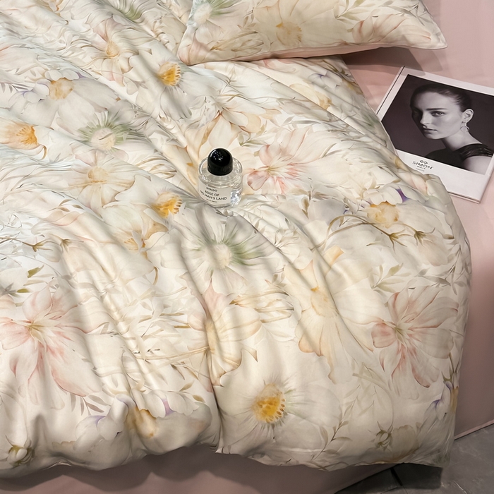 91家纺网 家纺一手货源 找家纺 慕晨 2025新款莱赛尔天丝数码印花四件套莱赛尔夏被四件套天丝夏凉被直播热款四件套 芷韵 玉