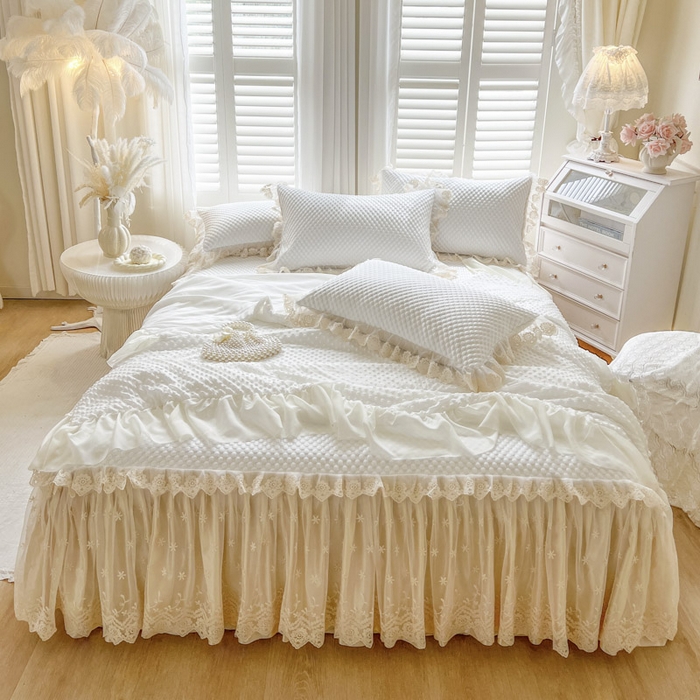 91家纺网 家纺一手货源 找家纺 恋尚 2025新款立体裸睡凉感冰豆豆席豆豆夏被夏凉被空调被四件套-伊米（控价265起） 伊米-米白