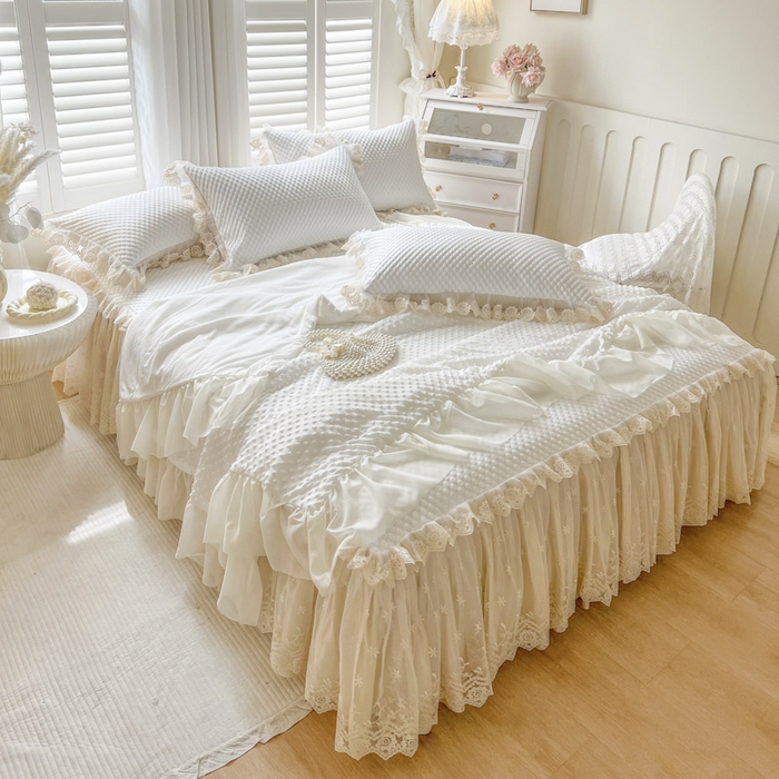 91家纺网 家纺一手货源 找家纺 恋尚 2025新款立体裸睡凉感冰豆豆席豆豆夏被夏凉被空调被四件套-伊米（控价265起） 伊米-米白