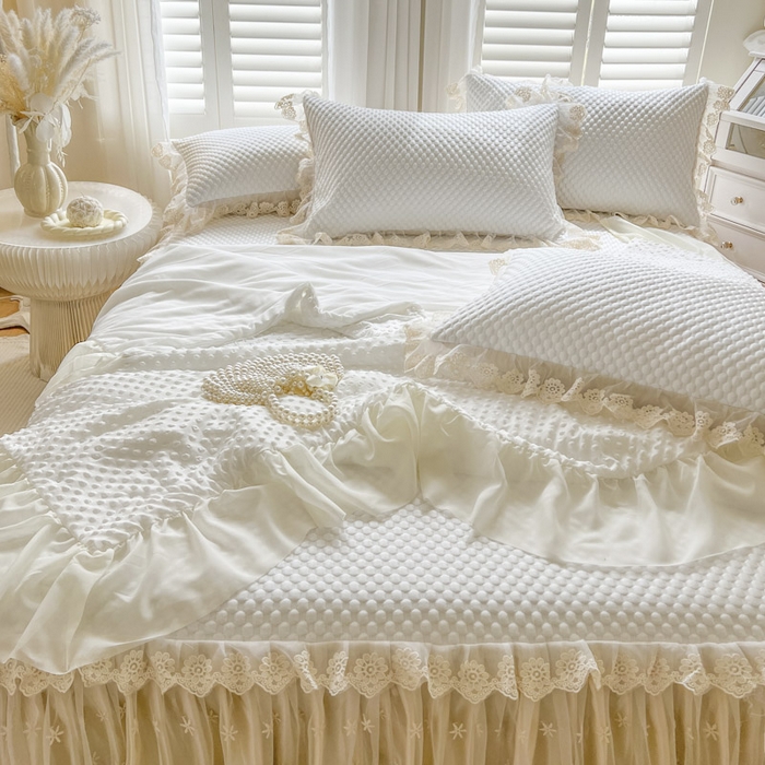 91家纺网 家纺一手货源 找家纺 恋尚 2025新款立体裸睡凉感冰豆豆席豆豆夏被夏凉被空调被四件套-伊米（控价265起） 伊米-米白