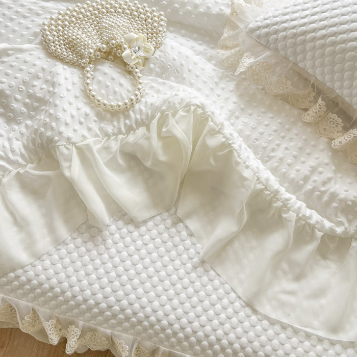 91家纺网 家纺一手货源 找家纺 恋尚 2025新款立体裸睡凉感冰豆豆席豆豆夏被夏凉被空调被四件套-伊米（控价265起） 伊米-米白