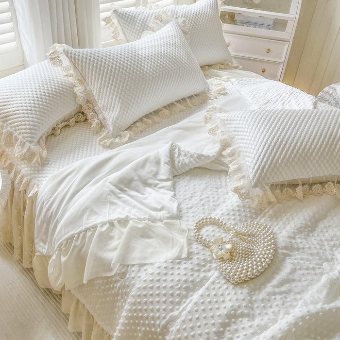 91家纺网 家纺一手货源 找家纺 恋尚 2025新款立体裸睡凉感冰豆豆席豆豆夏被夏凉被空调被四件套-伊米（控价265起） 伊米-米白