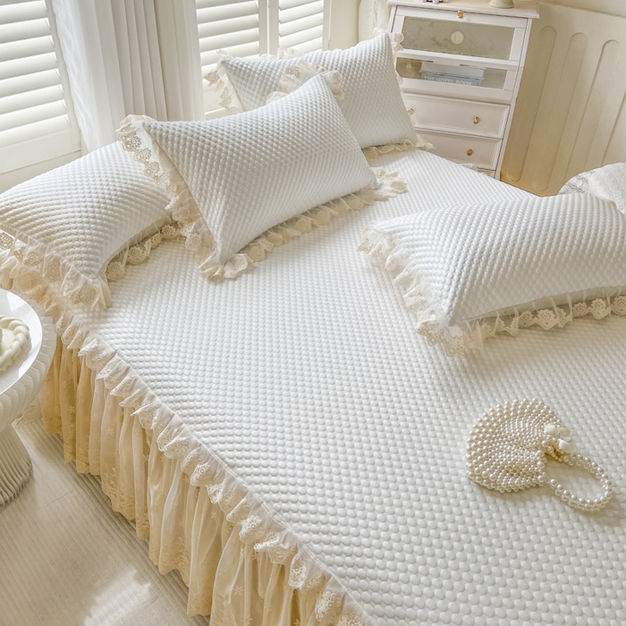 91家纺网 家纺一手货源 找家纺 恋尚 2025新款立体裸睡凉感冰豆豆席豆豆夏被夏凉被空调被四件套-伊米（控价265起） 伊米-米白