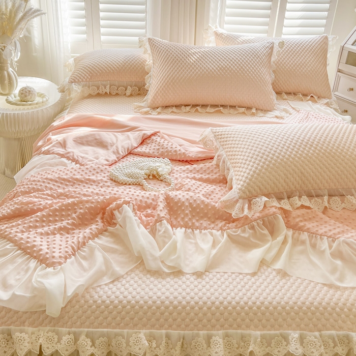 91家纺网 家纺一手货源 找家纺 恋尚 2025新款立体裸睡凉感冰豆豆席豆豆夏被夏凉被空调被四件套-伊米（控价265起） 伊米-清新玉