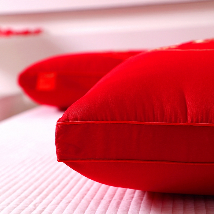 91家纺网 家纺一手货源 找家纺 木子晗 2025新款大红枕头婚庆枕芯结婚婚礼喜庆枕头枕芯 大囍的日子