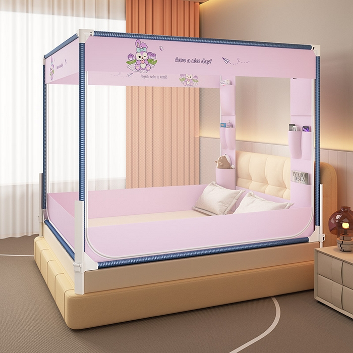 91家纺网 家纺一手货源 找家纺 富莱星蚊帐 2025新款框架防摔坐床蚊帐 紫色