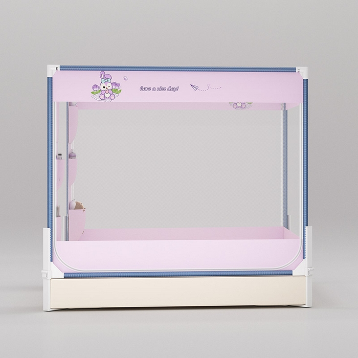 91家纺网 家纺一手货源 找家纺 富莱星蚊帐 2025新款框架防摔坐床蚊帐 紫色