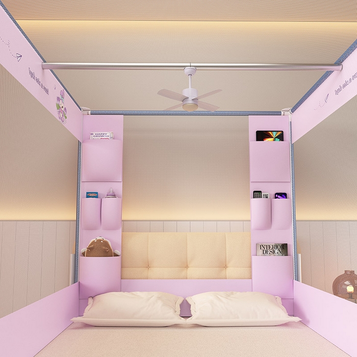 91家纺网 家纺一手货源 找家纺 富莱星蚊帐 2025新款框架防摔坐床蚊帐 紫色