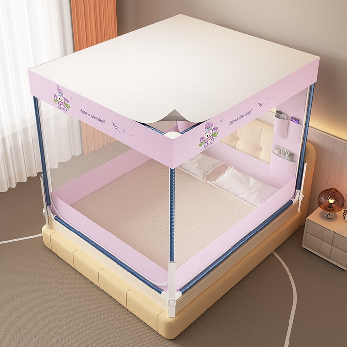 91家纺网 家纺一手货源 找家纺 富莱星蚊帐 2025新款框架防摔坐床蚊帐 紫色