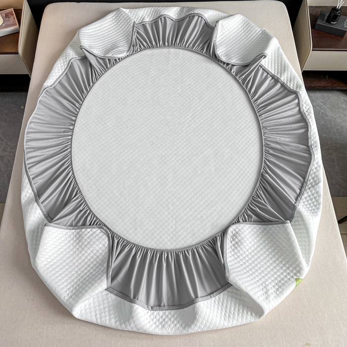 91家纺网 家纺一手货源 找家纺 慕梵家居 2025新款大版印花冰豆豆凉席席子床笠款三件套 可爱兔-绿