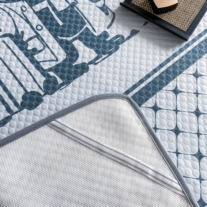 91家纺网 家纺一手货源 找家纺 慕梵家居 2025新款大版印花冰豆豆凉席席子三件套 爱家-灰