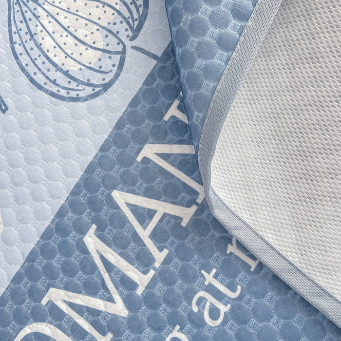 91家纺网 家纺一手货源 找家纺 慕梵家居 2025新款大版印花冰豆豆凉席席子三件套 芭蕉叶-灰