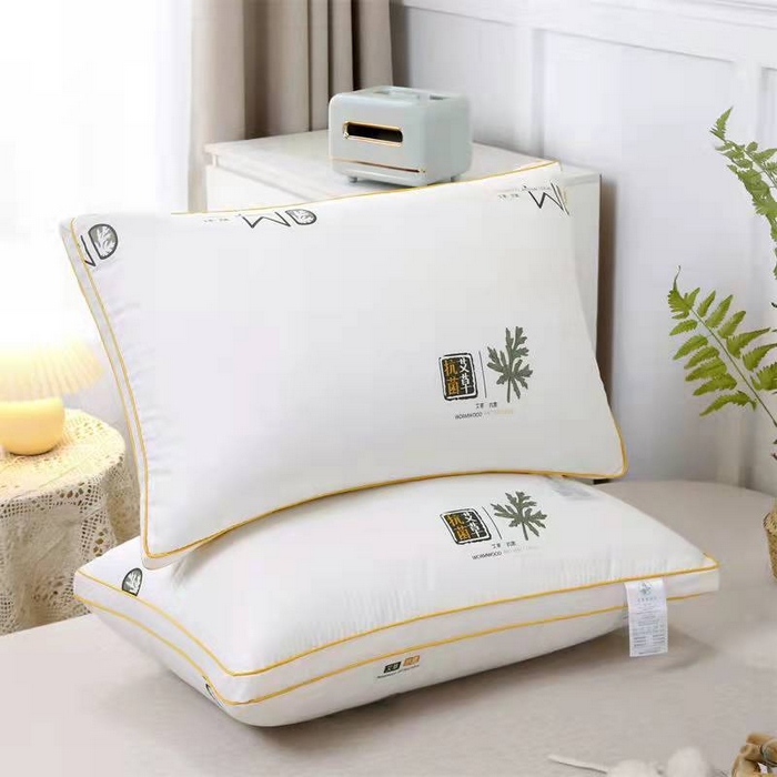 木子晗 2025款艾草抗菌助眠枕头枕芯款式二 艾草双边-黄色高枕