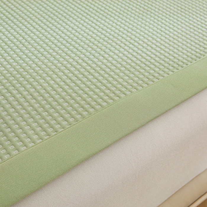 91家纺网 家纺一手货源 找家纺 全季家居 2025新款A类乙纶PE家族系列刺绣凉豆豆席凉席席子 快乐小熊-水绿-床席款