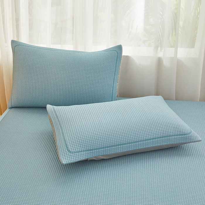 91家纺网 家纺一手货源 找家纺 全季家居 2025新款A类乙纶PE家族系列刺绣凉豆豆席凉席席子 快乐小熊-天蓝-床席款