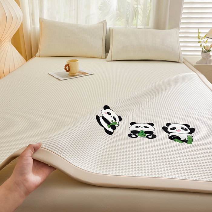 全季家居 2025新款A类乙纶PE家族系列刺绣凉豆豆席凉席席子 熊猫家族-米黄-床席款
