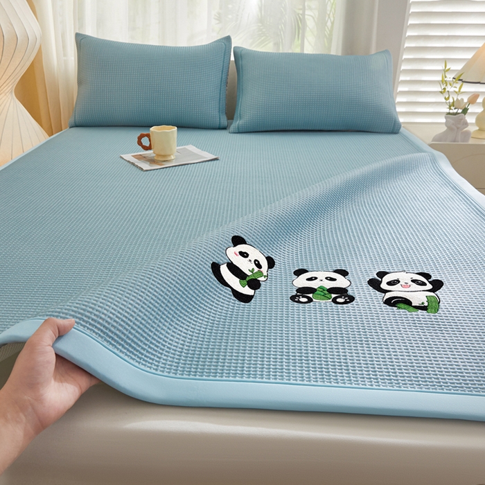 全季家居 2025新款A类乙纶PE家族系列刺绣凉豆豆席凉席席子 熊猫家族-天蓝-床席款